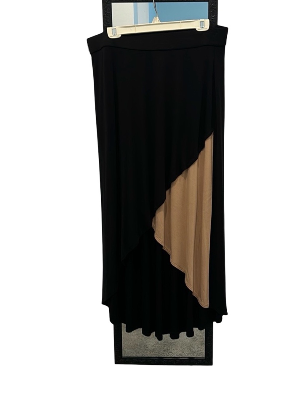 Lane Bryant Colorblock Asymmetrical Faux Wrap Matte Jersey Maxi Skirt Size 14/16
